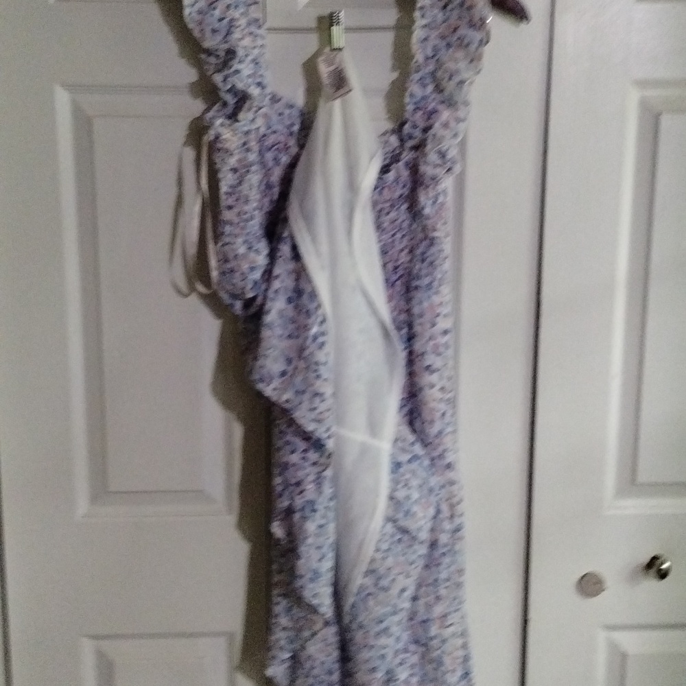 Print ruffle sleeve sun Dress smocked top Tier dress Size 14 Nanette lepore - Picture 8 of 8